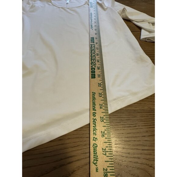 Lulu B Women Medium Shirt White Nylon Spandex Asymmetrical Hem Stretch Preppy - Picture 6 of 12